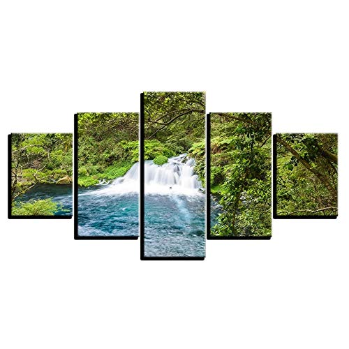 Impresión Moderna Imágenes de paisajes Decoración de Pared Dormitorio en casa 5 Piezas Cascada de árbol Verde Pinturas de Lienzo modulares Sin Marco-A_40x60_40x80_40x100cm