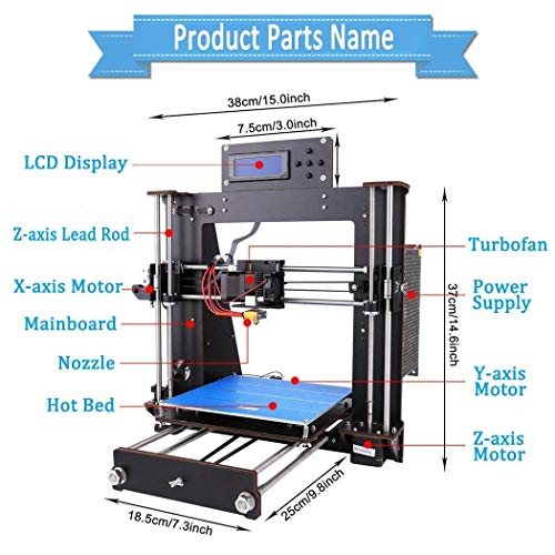 Impresora 3D, GUCOCO Mejorar Prusa I3 Pantalla LCD de bricolaje Auto-ensamblaje de Kit de impresoras 3D de escritorio con filamento ABS/PLA de 1.75 mm