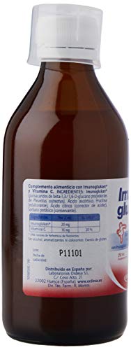 Imunoglukan jarabe 250ml - Formato Ahorro - Complemento alimenticio, con vitamina C que contribuye al correcto funcionamiento del sistema inmunitario. 1ml/5kg de peso.