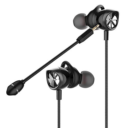 In Ear Gaming Headset Langsdom, Gaming Earphones con micrófono desmontable, 3.5 mm Noise Cancelling Gaming Headphones para PS4, Xbox, Nintendo Switch, PC, portátil, móvil (G200X, negro)