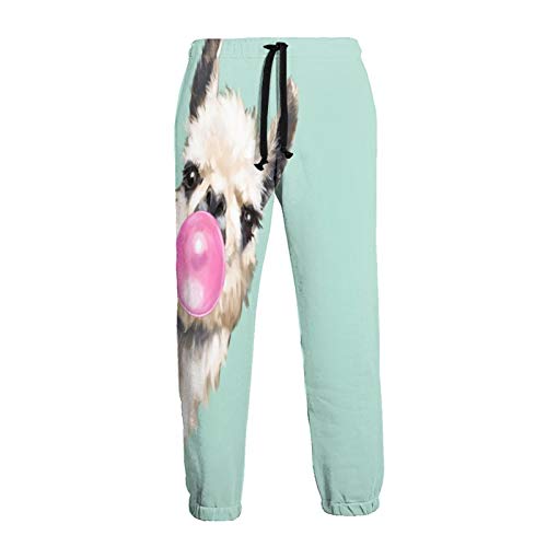 Inaayayi Bubble Gum Sneaky Llama en color verde Novedad Impresión 3D Deportes Jogger Pantalones Chándal Pantalones de Hip Hop Pantalones para Hombres Mujeres