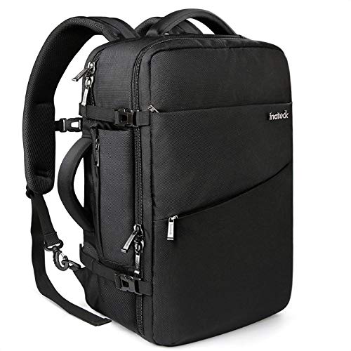 Inateck 40L Mochila de Viaje Hombre Mujer Maleta de Cabina Mochila de Equipaje de Mano Aprobada para Transporte Aéreo Avion IATA/EasyJet/Ryanair, Negro