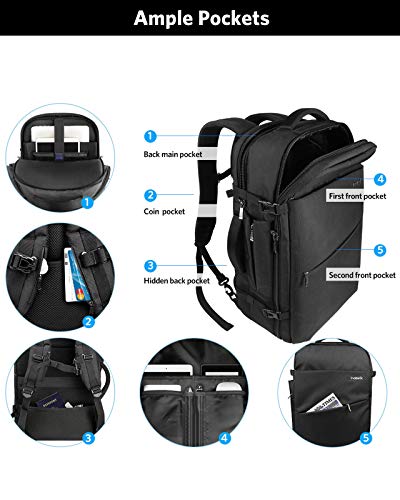 Inateck 40L Mochila de Viaje Hombre Mujer Maleta de Cabina Mochila de Equipaje de Mano Aprobada para Transporte Aéreo Avion IATA/EasyJet/Ryanair, Negro Inateck 40L Mochila de Viaje Hombre Mujer Maleta de Cabina Mochila de Equipaje de Mano Aprobada para Transporte Aéreo Avion IATA/EasyJet/Ryanair, Negro