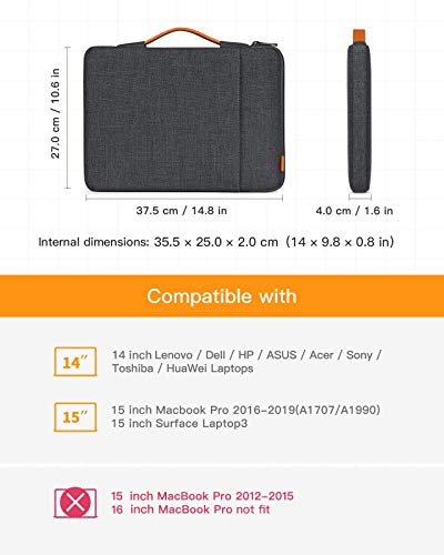Inateck Funda portatil 14 Pulgadas Funda para portátil Maletín Compatible con 14 Pulgadas Portátiles y 15'' Surface Laptop 3, 15 MacBook Pro 2016/2017/2018/2019(A1707/A1990) Inateck Funda portatil 14 Pulgadas Funda para portátil Maletín Compatible con 14 Pulgadas Portátiles y 15'' Surface Laptop 3, 15 MacBook Pro 2016/2017/2018/2019(A1707/A1990)