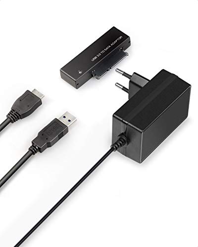 Inateck USB 3.0 a SATA Adaptador Convertidor para 2.5/3.5 Pulgadas Disco Duro HDD SSD con 12V/2A Fuente de Alimentación, Negro