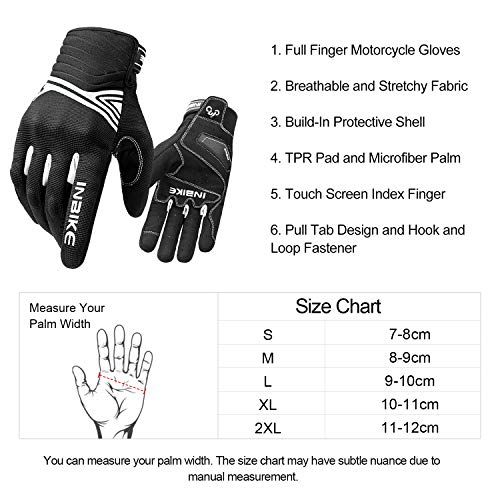 INBIKE Guantes Moto Hombre Protecciones En Nudillos Dedos, Guantes Motorista Motocicleta De Pantallas Táctiles para Moto Carretera Ciudad Bicicleta(Blanco-M)