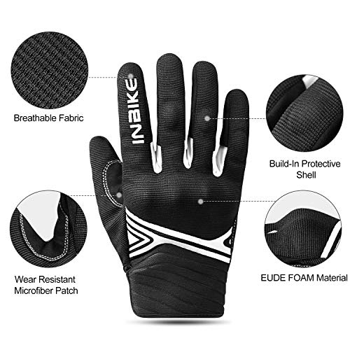 INBIKE Guantes Moto Hombre Protecciones En Nudillos Dedos, Guantes Motorista Motocicleta De Pantallas Táctiles para Moto Carretera Ciudad Bicicleta(Blanco-M)