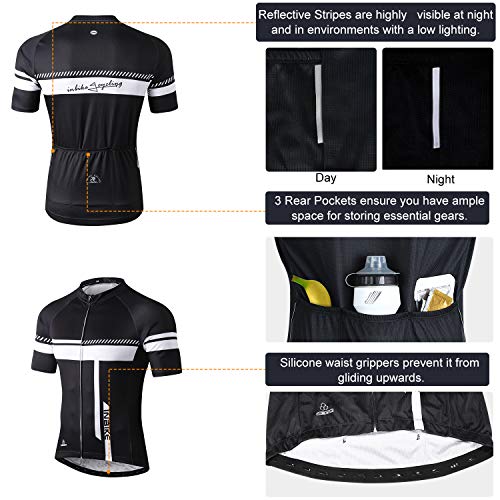 INBIKE Ropa Corta De Ciclismo Verano para Hombre, Culote Maillot Conjunto Traje Culotte con 3D Almohadilla De Gel para Bicicleta MTB Ciclista Bici(Blanco,L)