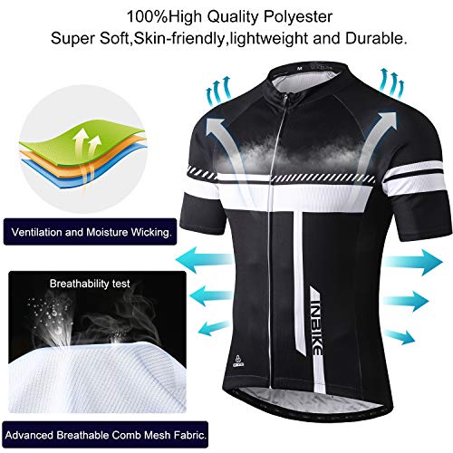 INBIKE Ropa Corta De Ciclismo Verano para Hombre, Culote Maillot Conjunto Traje Culotte con 3D Almohadilla De Gel para Bicicleta MTB Ciclista Bici(Blanco,L)