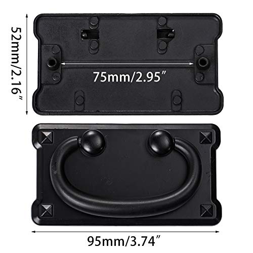 INCREWAY 2 Set 95 * 52mm Manijas para Muebles, Zinklegierung Negro Muebles Anillo Tirador Perillas Armario de Cajón Manija del Armario