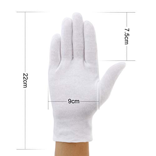 Incutex 2 pares de guantes de tela de algodón, blancos, talla: M