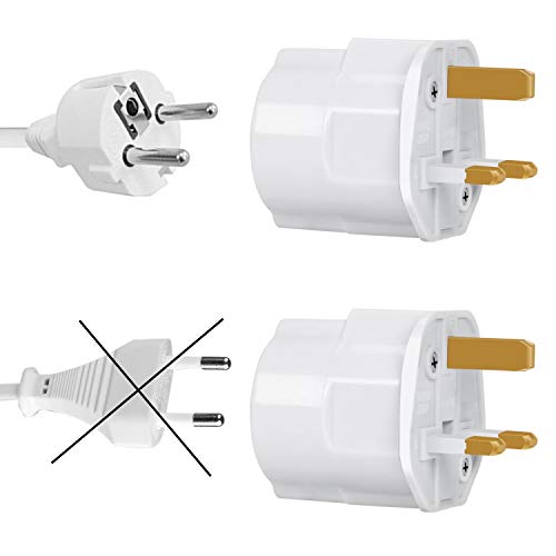 Incutex 3X adaptadores de Viaje UK, GB, Inglaterra Schuko, 2 Patas Europa hacia 3 Patas RU, Blanco