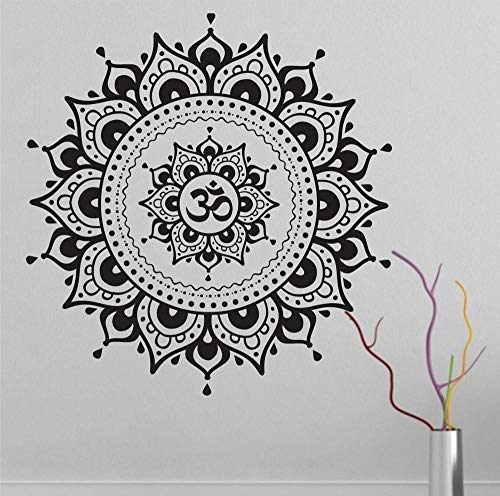 Indian Buddha Mandala tatuajes de pared Vinyl Eye Yoga Fatima Mandala Ganesh Lotus Vinilos decorativos Arte extraíble Decoración del hogar A3 60x57cm