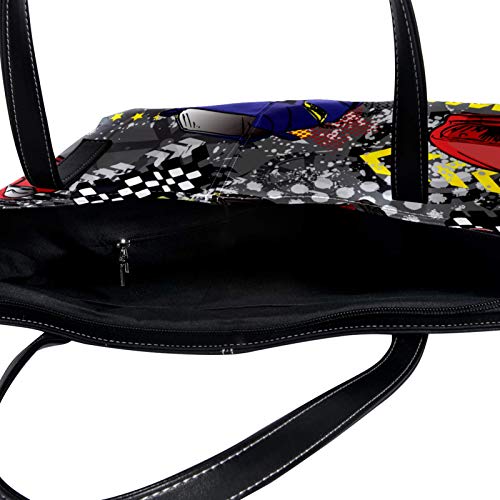 Indimization Mujer Cuero de microfibra Bolso de mano Bolso de bandolera Bolsa de hombro Bolsa de cuerpo cruzada Bolsa de ocio Carreras de dibujos animados rojo 40 x 29 x 9cm Indimization Mujer Cuero de microfibra Bolso de mano Bolso de bandolera Bolsa de hombro Bolsa de cuerpo cruzada Bolsa de ocio Carreras de dibujos animados rojo 40 x 29 x 9cm