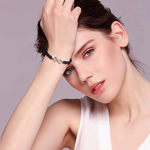 Infinito U- Pulsera Cuerda Hecha a Mano en Forma del Simbolo Infinito para Mujeres Chicas,Color de Negro(17-28cm) Infinito U- Pulsera Cuerda Hecha a Mano en Forma del Simbolo Infinito para Mujeres Chicas,Color de Negro(17-28cm)