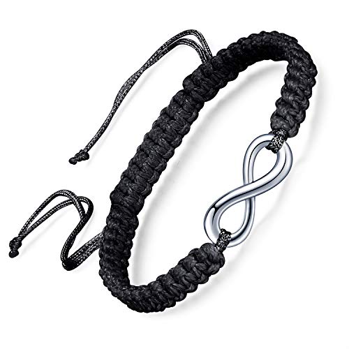 Infinito U- Pulsera Cuerda Hecha a Mano en Forma del Simbolo Infinito para Mujeres Chicas,Color de Negro(17-28cm) Infinito U- Pulsera Cuerda Hecha a Mano en Forma del Simbolo Infinito para Mujeres Chicas,Color de Negro(17-28cm)