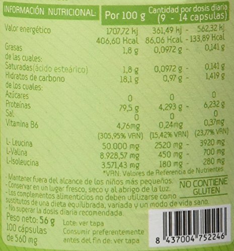 Infisport S.L. - BCAA Leucina + Cap 535mg 100 capsulas Infisport S.L. - BCAA Leucina + Cap 535mg 100 capsulas