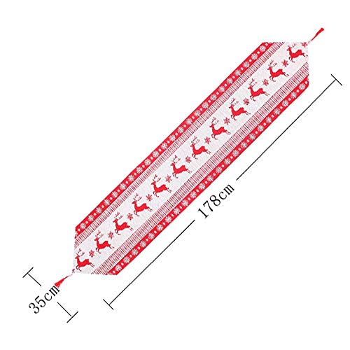 inherited Camino de Mesa de Navidad Bordado, Tabla de Mezcla Camino con borlas para decoración de Navidad, decoración del hogar, Mantel Decorativo(35 * 178cm)