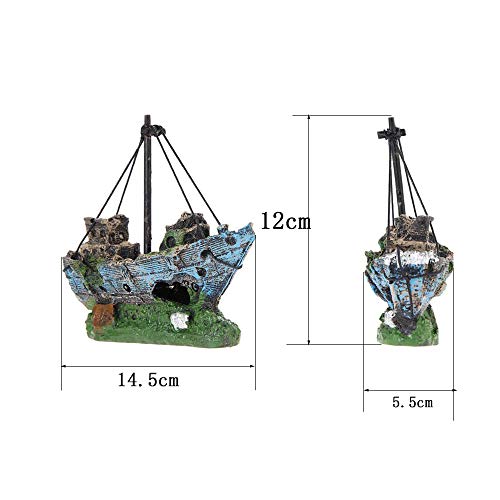 inherited Decoraciones del Tanque de Pescados, Ornamento del Acuario del Barco de Pesca de la Resina, Barco de Vela hundido para la decoración del Acuario