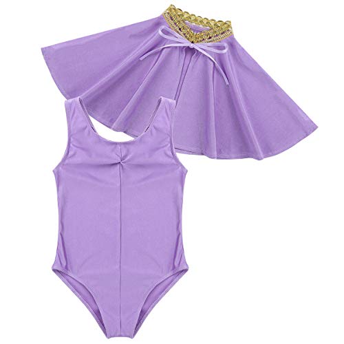 inhzoy Disfraz de Bruja para Niña Traje de Circo Maillot Ballet con Capa Disfraz Cosplay Circo Traje de Actuación Disfraces Fiesta Halloween Carnaval Lavanda 4 Años