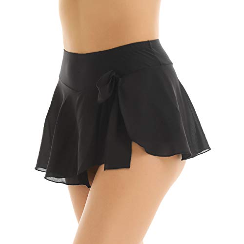 inhzoy Falda de Patinaje Artístico para Mujer Chifón Falda de Danza Ballet con Braguitas Cintura Alta Falda de Gimnasia Rítmica Yoga Baile Práctica Negro Small