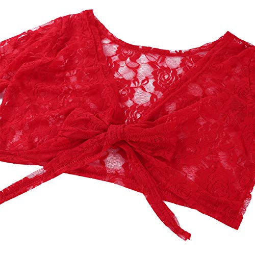 inhzoy Top Danza del Vientre para Mujer Vintage Cardigan de Encaje Maillot de Ballet Bolero Capa de Vestido Fiesta Abrigo de Playa Verano Rojo One Size inhzoy Top Danza del Vientre para Mujer Vintage Cardigan de Encaje Maillot de Ballet Bolero Capa de Vestido Fiesta Abrigo de Playa Verano Rojo One Size