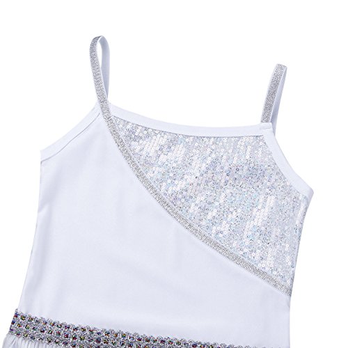 inhzoy Vestido de Baile Latino Flecos para Niña Maillot Tirantes de Ballet Clásico Lentejuelas Vestido de Danza Tango Samba Rumba Disfraz Bailarina Blanco 10 Años inhzoy Vestido de Baile Latino Flecos para Niña Maillot Tirantes de Ballet Clásico Lentejuelas Vestido de Danza Tango Samba Rumba Disfraz Bailarina Blanco 10 Años