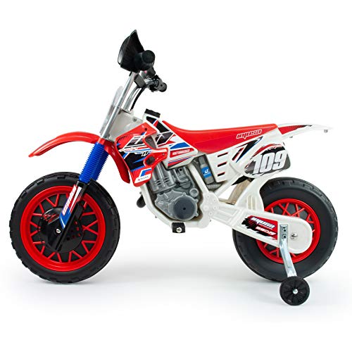 INJUSA - Moto Cross CR a Batería de 6V con Bandas de Goma en la Rueda Motriz y Acelerador en Puño Recomendada a Niños +3 Años