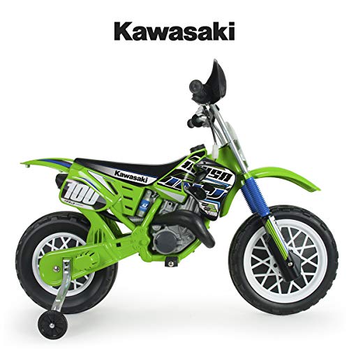 INJUSA - Moto Cross Kawasaki a BaterĆa 6V Licenciada con Acelerador en PuƱo y Bandas de Goma en Las Ruedas Recomendada a NiƱos +3 AƱos INJUSA - Moto Cross Kawasaki a BaterĆa 6V Licenciada con Acelerador en PuƱo y Bandas de Goma en Las Ruedas Recomendada a NiƱos +3 AƱos