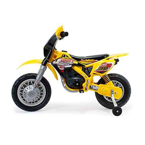 INJUSA - Moto Cross Thunder Max a Batería 12V con Acelerador en Puño y Bandas de Goma en las Ruedas Recomendada a Niños +3 Años