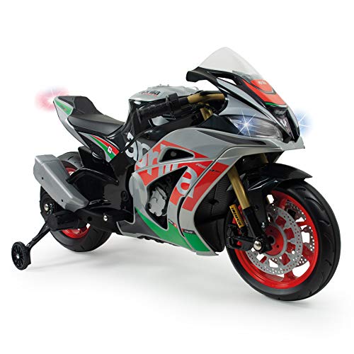 INJUSA – Moto Racing Aprilia 12V con Licencia Oficial de Marca con Luces y Sonidos y Acelerador en Puño Recomendada a Niños +3 Años