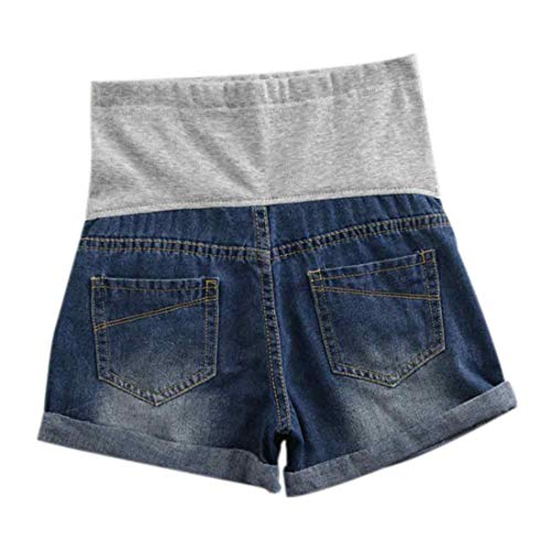 Inlefen Mujer Shorts de Mezclilla de Maternidad Jean Shorts de salón El Embarazo Corto Pantalones Ajustable Over Bump Pantalones Vaqueros