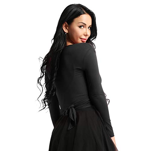 inlzdz Cardigan Cruzado Chaqueta Corta de Danza Ballet Baile Latín Mujer Top Manga Larga Wrap Cardigan para Vestido Top Blusa Slim Fit Bolero para Primavera Verano Negro Medium inlzdz Cardigan Cruzado Chaqueta Corta de Danza Ballet Baile Latín Mujer Top Manga Larga Wrap Cardigan para Vestido Top Blusa Slim Fit Bolero para Primavera Verano Negro Medium