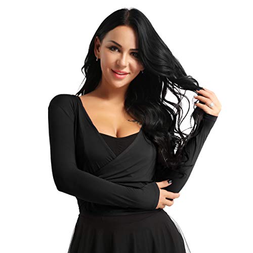 inlzdz Cardigan Cruzado Chaqueta Corta de Danza Ballet Baile Latín Mujer Top Manga Larga Wrap Cardigan para Vestido Top Blusa Slim Fit Bolero para Primavera Verano Negro Medium inlzdz Cardigan Cruzado Chaqueta Corta de Danza Ballet Baile Latín Mujer Top Manga Larga Wrap Cardigan para Vestido Top Blusa Slim Fit Bolero para Primavera Verano Negro Medium