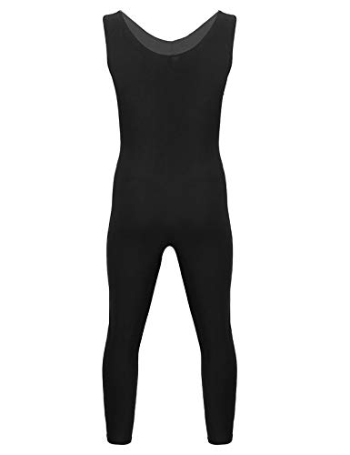 inlzdz Hombre Body Elástico de Danza sin Mangas Maillot Gimnasia Ritmica Mono Deportivo Ciclismo Bodysuit Push Up Dancewear Negro Medium