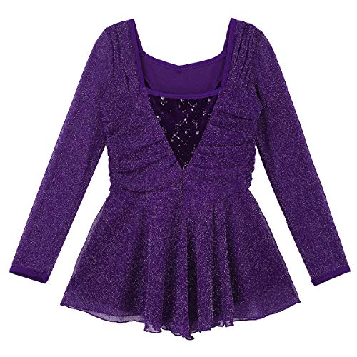 inlzdz Maillot de Patinaje Artística sobre Hielo para Niña Brillantes Vestido de Danza Ballet Manga Larga Gimnasia Disfraz de Actuación Escénica Púpura 7-8 Años inlzdz Maillot de Patinaje Artística sobre Hielo para Niña Brillantes Vestido de Danza Ballet Manga Larga Gimnasia Disfraz de Actuación Escénica Púpura 7-8 Años