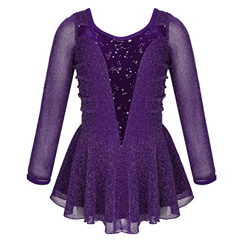 inlzdz Maillot de Patinaje Artística sobre Hielo para Niña Brillantes Vestido de Danza Ballet Manga Larga Gimnasia Disfraz de Actuación Escénica Púpura 7-8 Años inlzdz Maillot de Patinaje Artística sobre Hielo para Niña Brillantes Vestido de Danza Ballet Manga Larga Gimnasia Disfraz de Actuación Escénica Púpura 7-8 Años