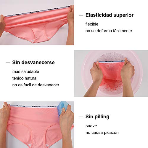 INNERSY Bragas Mujer Culotte de Algodón Braguitas Ropa Interior Cómoda y Sexy Pack de 6 (S-EU 38, Brights)