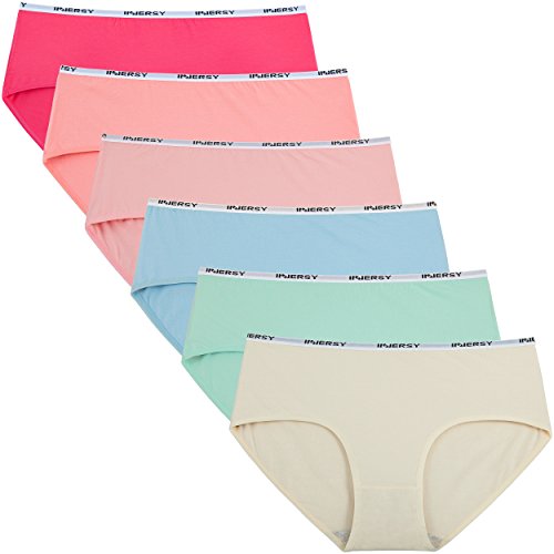 INNERSY Bragas Mujer Culotte de Algodón Braguitas Ropa Interior Cómoda y Sexy Pack de 6 (S-EU 38, Brights)