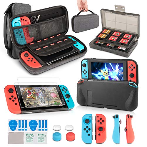 innoAura 11 en 1 Kit accesorios para Nintendo Switch, con funda de transporte, Estuche De Juegos, funda de TPU, fundas para controles Joy Con, tapas para Joystick y protector de pantalla innoAura 11 en 1 Kit accesorios para Nintendo Switch, con funda de transporte, Estuche De Juegos, funda de TPU, fundas para controles Joy Con, tapas para Joystick y protector de pantalla