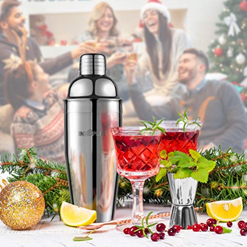 INNÔPLUS Coctelera, Coctelera para Cocteles, Coctelera Boston de Acero Inoxidable, Martini Coctelera Profesional de 750ml con Colador Integrado Mezclador/Agitador, Coctelera Coctel Manhattan Shaker INNÔPLUS Coctelera, Coctelera para Cocteles, Coctelera Boston de Acero Inoxidable, Martini Coctelera Profesional de 750ml con Colador Integrado Mezclador/Agitador, Coctelera Coctel Manhattan Shaker
