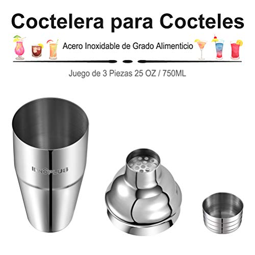 INNÔPLUS Coctelera, Coctelera para Cocteles, Coctelera Boston de Acero Inoxidable, Martini Coctelera Profesional de 750ml con Colador Integrado Mezclador/Agitador, Coctelera Coctel Manhattan Shaker INNÔPLUS Coctelera, Coctelera para Cocteles, Coctelera Boston de Acero Inoxidable, Martini Coctelera Profesional de 750ml con Colador Integrado Mezclador/Agitador, Coctelera Coctel Manhattan Shaker
