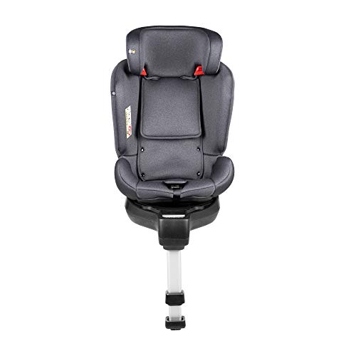 Innovaciones MS Roma 1843 - Silla de Coche Grupo 0/1/2/3 (0-36Kg), Giratoria 360 y Pata de Apoyo, Gris