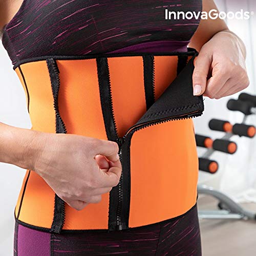 InnovaGoods Faja Reductora Deportiva con Efecto Sauna Adelgazante, Adultos Unisex, Naranja, Ajustable 68-94 cm