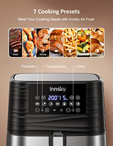 Innsky 5,5L 1700W freidora sin Aceite con 7 programas + función de Inicio diferido, Panel LED, Temperatura y tiempo ajustable. Freidora Aire caliente con libro de Recetas Sin BPA ni PFOA, Regalo ideal Innsky 5,5L 1700W freidora sin Aceite con 7 programas + función de Inicio diferido, Panel LED, Temperatura y tiempo ajustable. Freidora Aire caliente con libro de Recetas Sin BPA ni PFOA, Regalo ideal