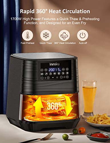 Innsky 5,5L 1700W freidora sin Aceite con 7 programas + función de Inicio diferido, Panel LED, Temperatura y tiempo ajustable. Freidora Aire caliente con libro de Recetas Sin BPA ni PFOA, Regalo ideal Innsky 5,5L 1700W freidora sin Aceite con 7 programas + función de Inicio diferido, Panel LED, Temperatura y tiempo ajustable. Freidora Aire caliente con libro de Recetas Sin BPA ni PFOA, Regalo ideal
