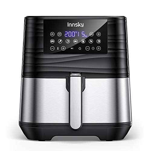 Innsky 5,5L 1700W freidora sin Aceite con 7 programas + función de Inicio diferido, Panel LED, Temperatura y tiempo ajustable. Freidora Aire caliente con libro de Recetas Sin BPA ni PFOA, Regalo ideal