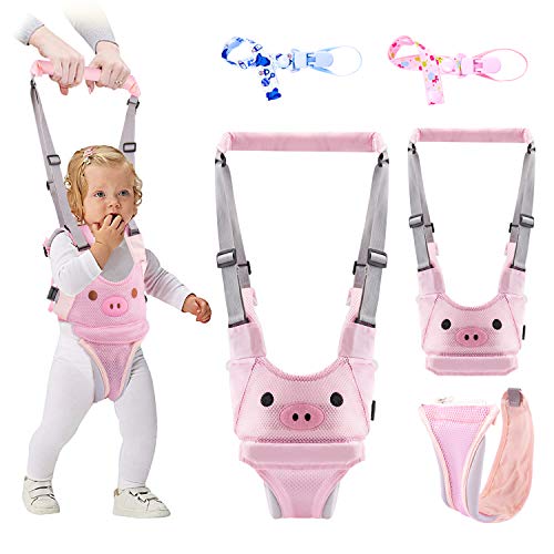 INPHER Arnes Bebe, Arneses Tirantes Respirables, Arnes para Caminar Primeros Pasos, Andador Chaleco Ajustable para Aprender Andar Niños, con 2 Cadenas para Chupetes, Rosa INPHER Arnes Bebe, Arneses Tirantes Respirables, Arnes para Caminar Primeros Pasos, Andador Chaleco Ajustable para Aprender Andar Niños, con 2 Cadenas para Chupetes, Rosa