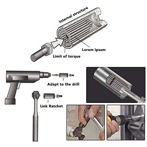 INSMA Universal Llave de Vaso,7-19 mm Llave de Vaso MultifuncionalHerramientas de Mano con Taladro Adaptador Juego Coche/Auto Destornillador de Socket Kit de Reparación de Herramientas.