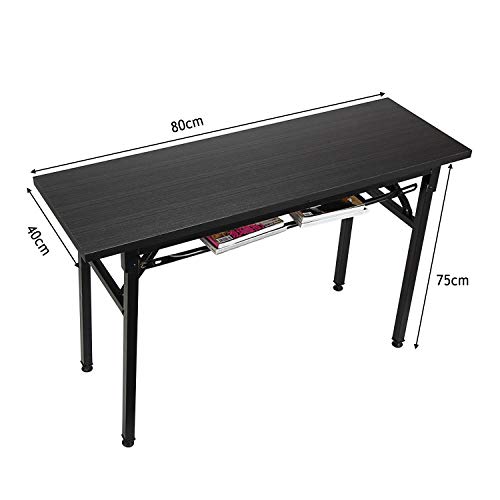 Insputer Mesa de Escritorio Plegable portátil para computadora Escritorio Plegable para Estudiantes 80 x 40 x 75 cm Escritorio Plegable para computadora portátil No Requiere ensamblaje Negro